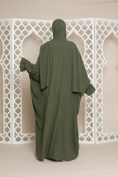 Abaya integrated veil khaki
