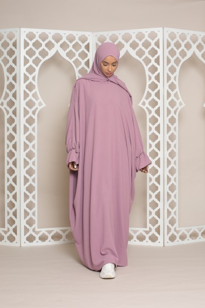 Pink integrated veil abaya