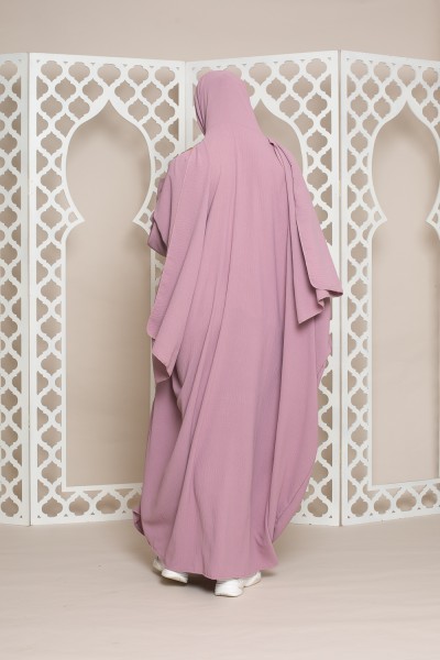 Pink integrated veil abaya