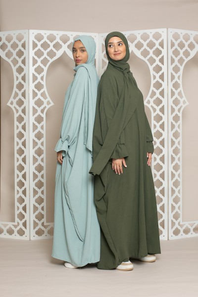 Abaya voile intégré vert eau