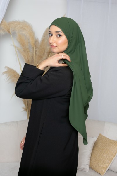Hijab carré kaki fonçé