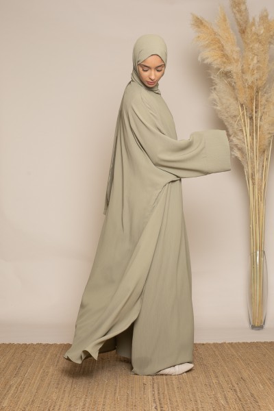 Ensemble abaya hijab et sous robe à zip compatible avec l'allaitement