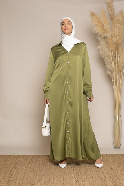 Vestido camisero verde oliva