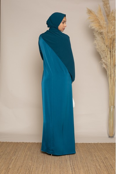 Luxus-Abaya aus Petrol-Satin