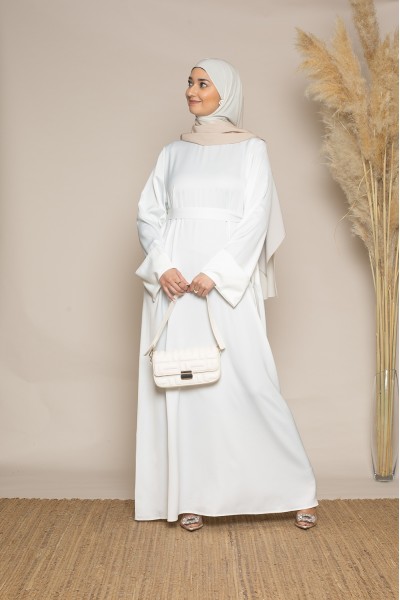 Abaya luxery satiné blanche