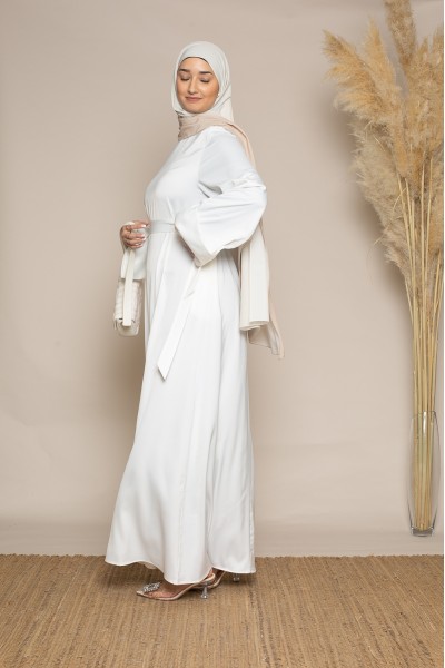 Abaya de lujo de satén blanco