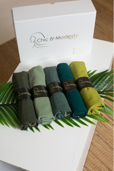 Caja hijab de seda verde Medina