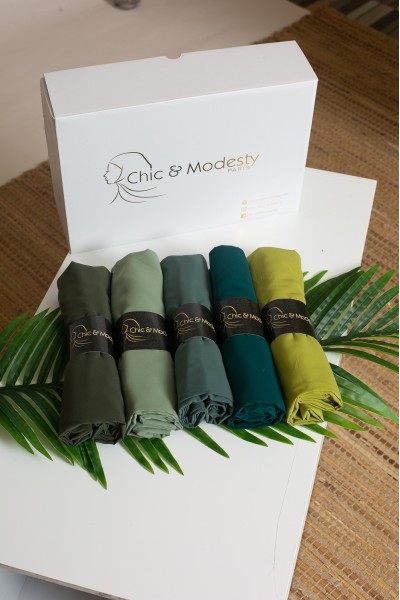 Box hijab soie de Médine green