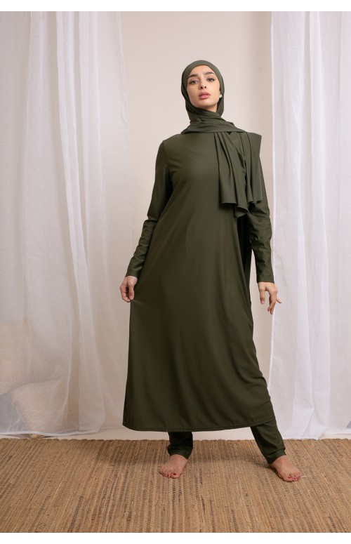 Long khaki hijab burkini