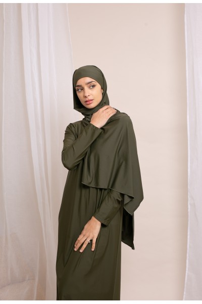 Long khaki hijab burkini