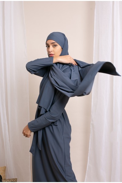 Langer grauer Hijab-Burkini