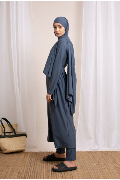 Langer grauer Hijab-Burkini