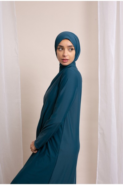 Petrolfarbener langer Hijab-Burkini
