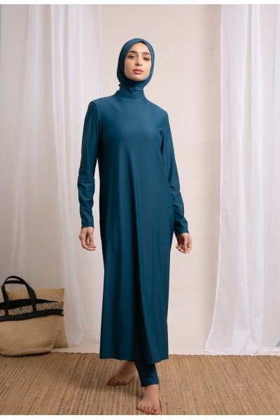 Langer Petrol-Hijab-Burkini