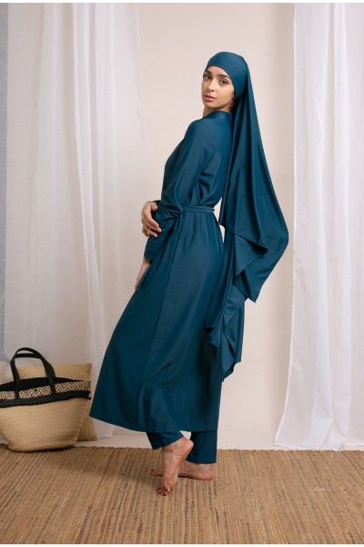 Petrolfarbener langer Hijab-Burkini