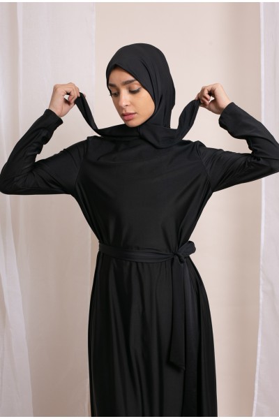 Langer schwarzer Hijab-Burkini