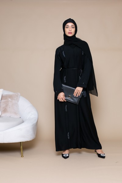 Abaya Dubai schwarze Feder