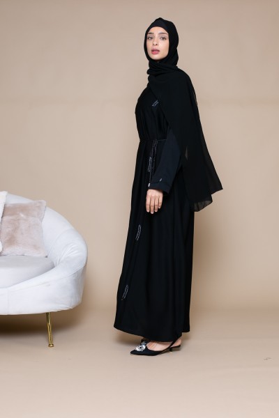Abaya Dubai pluma negra