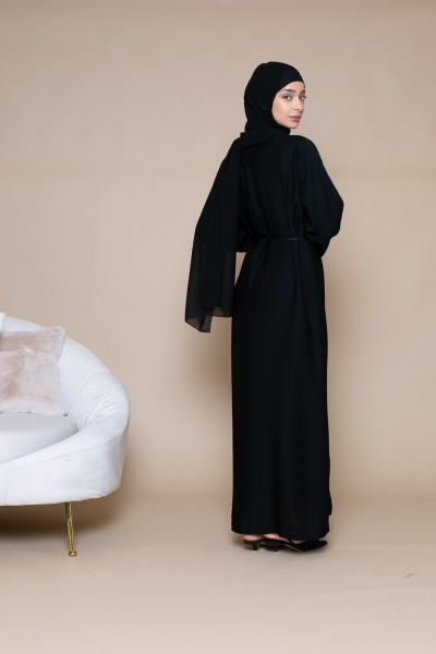 Abaya Dubai black feather