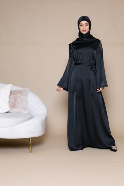 Vestido negro nacarado de lujo