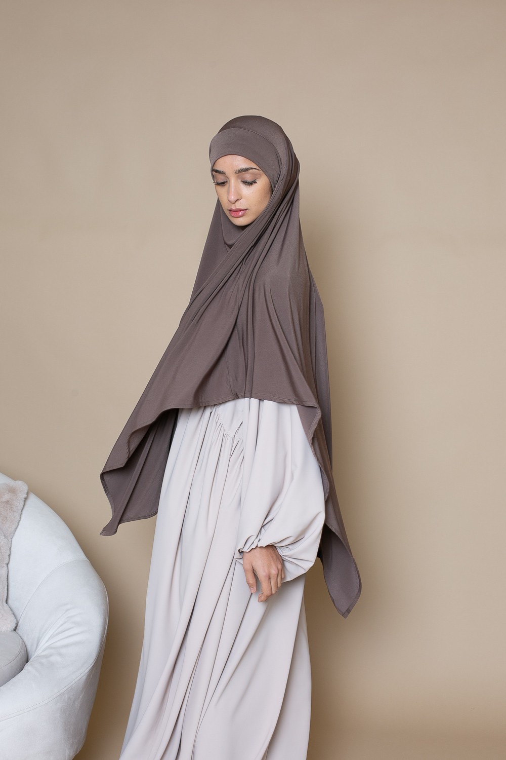 Khimar premium haute qualité choco. Boutique musulmane.