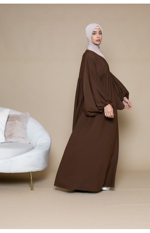 Maxi abaya ample à manche ballon. Boutique vêtement mastour pour femme musulmane.