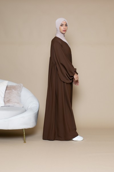 Ultra loose brown puff sleeve abaya