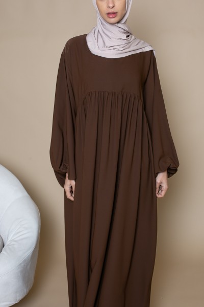Ultra loose brown puff sleeve abaya