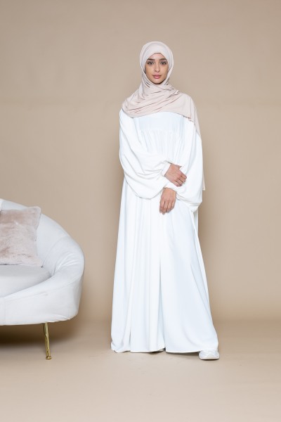 Ultra loose puff sleeve off-white abaya