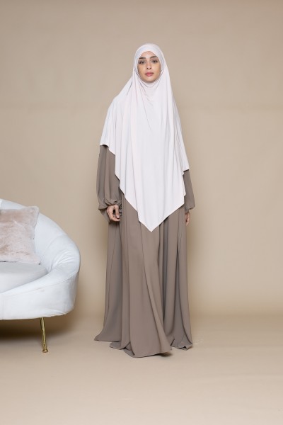 Abaya ultra ample manche bouffante taupe