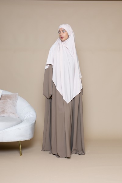 Abaya ultra holgada con mangas abullonadas color topo