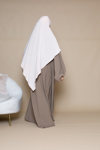 Ultra loose abaya with taupe puff sleeves