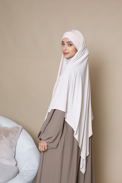 Ultra loose abaya with taupe puff sleeves