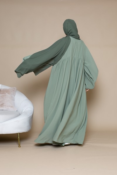 Abaya ultra ample manche bouffante sauge