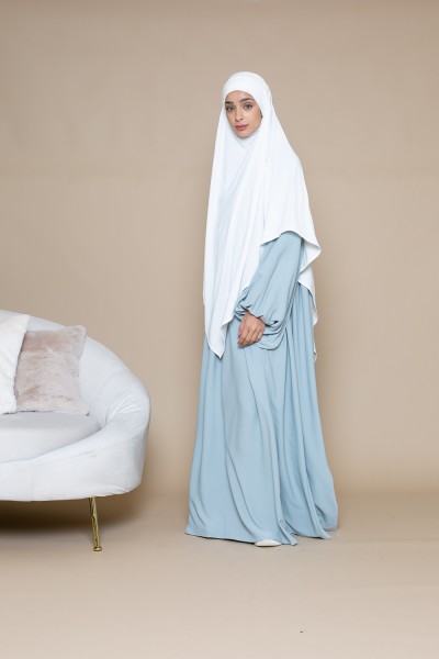 Abaya ultra ample manche bouffante vert eau