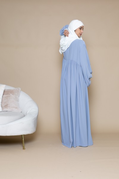 Abaya manga abullonada ultra holgada azul gris