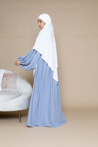 Abaya ultra ample manche bouffante blue grey