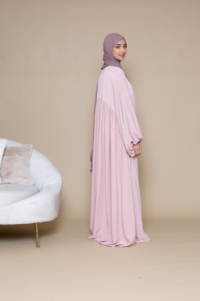 Light pink ultra loose puff sleeve abaya