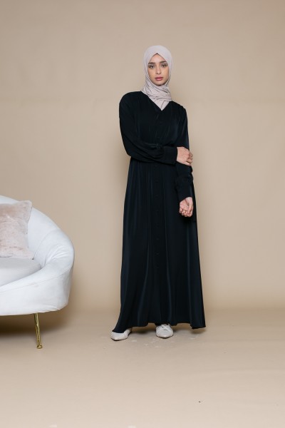 Robe chemise col V pour femme musulmane