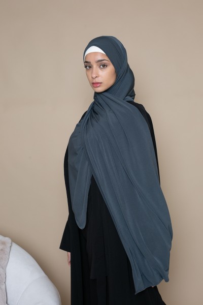 Hijab listo para atar premium Sandy jersey gris oscuro