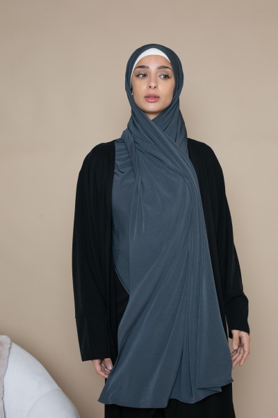Hijab listo para atar premium Sandy jersey gris oscuro