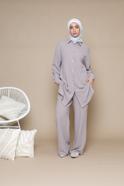 Taupe Trousers and Shirt Set