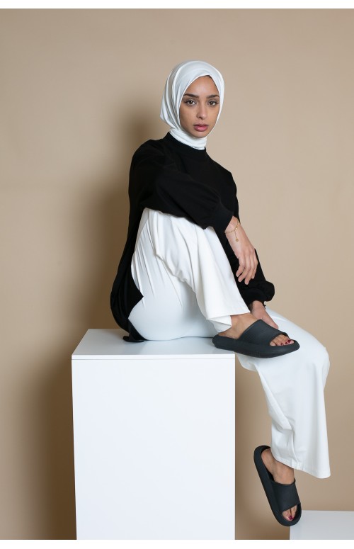 Pantalon large blanc cassé d'été pour femme musulmane