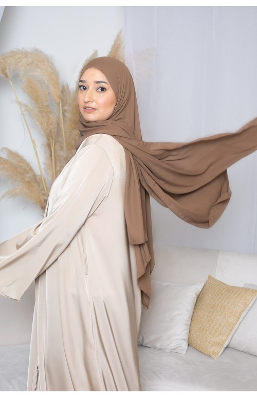 hijab luxe mousseline taupe