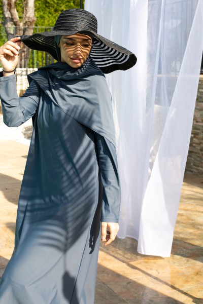 Burkini hijab long gris