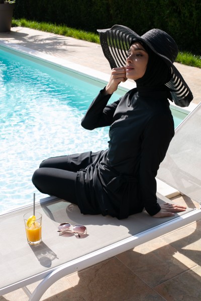 Long black hijab burkini