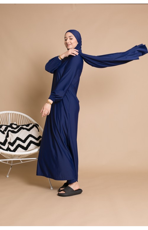 Burkini robe longue bleu pour femme musulmane