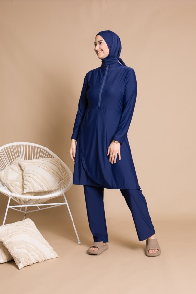 Burkini cremallera azul