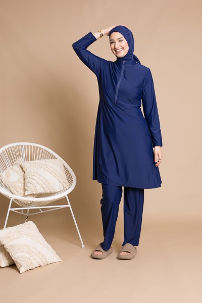 Burkini cremallera azul