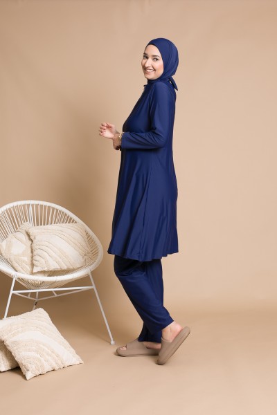 Burkini cremallera azul